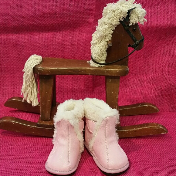 Jack & Lily Pink Abigail Leather/Faux Fur Booties - Picture 7 of 8